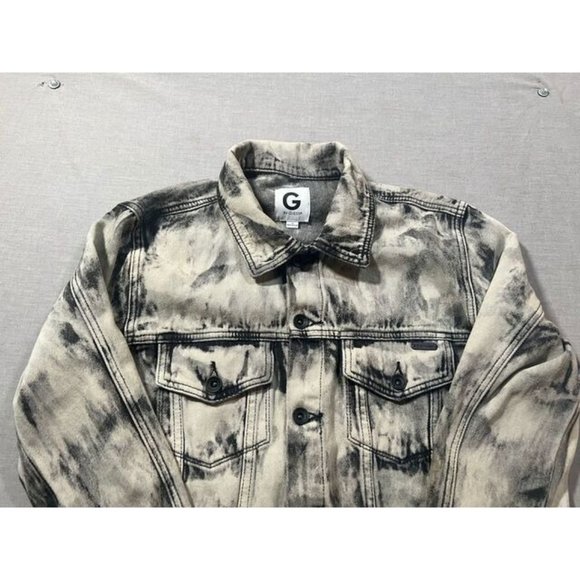 Guess Denim Jacket Womens Small Gray Bleach Button Up‎ Long Sleeve Coat Ladies - Picture 2 of 8